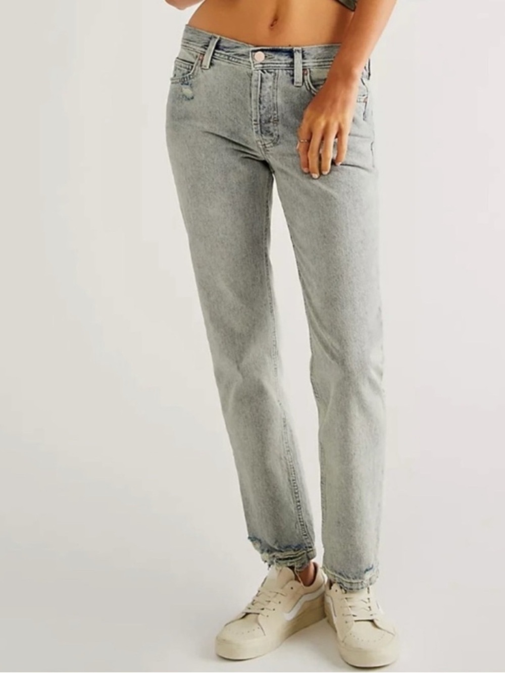 Free People Unknown Legend Mid Rise Skinny Jeans Sea Mist Gray | Size 30